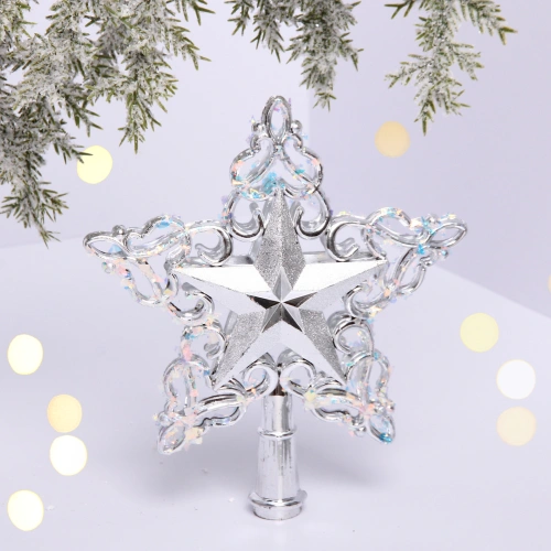 Звезда на ёлку "Снежная звезда" 15 см, Серебро