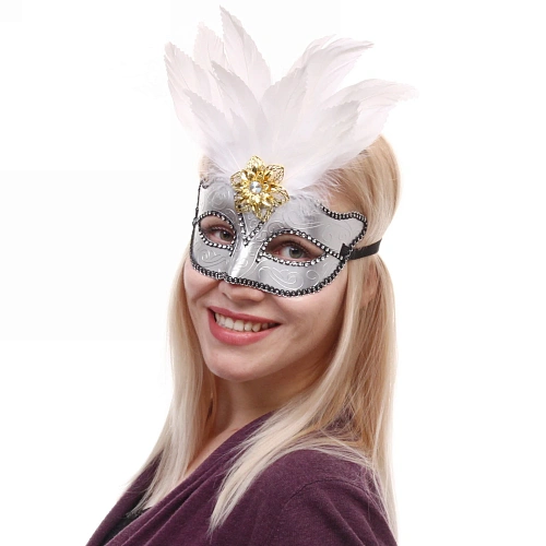 Маска карнавальная Зимний бал, серебро_3