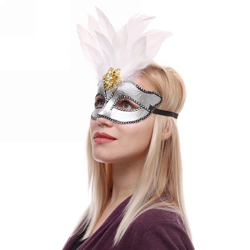 Маска карнавальная Зимний бал, серебро_4