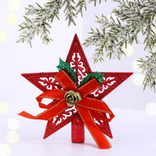 Верхушка на ёлку "Сияющая звезда" 10 см, красный