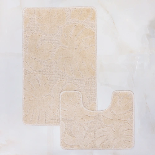 Комплект ковриков для ванной и туалета My Crystal серия Gold 50*80 и 40*50 цвет бежевый Монстера
