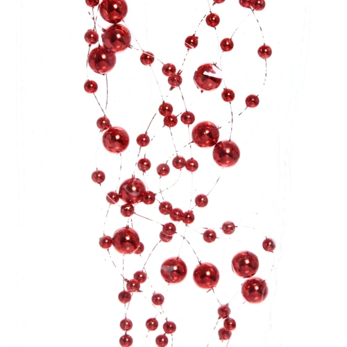 Бусы на ёлку 2м "Роса" d-7,5мм, Красный