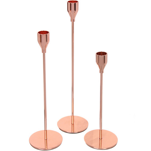 Подсвечники "SUNSHINE" 23 /28/32 см (набор 3 шт), Розовое золото