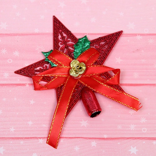 Верхушка на ёлку Сияющая звезда 10 см, красный_3