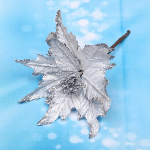 Украшение новогоднее "Пуансеттия-Метелица" 15 см, Серебро