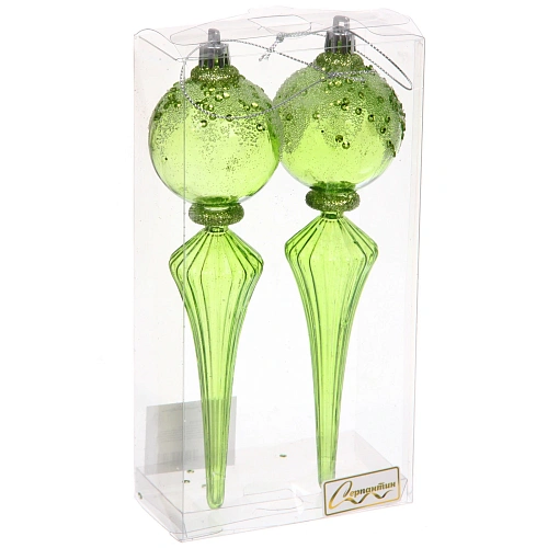 Елочные украшения Изящный блеск 535319 см (набор 2 шт), Зеленый_2
