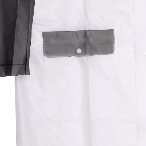 Дождевик-плащ 140 Мкрн 11565см Уральский с капюшоном и завязками, на кнопках, увеличенный , бело-серый ДоброСад_5