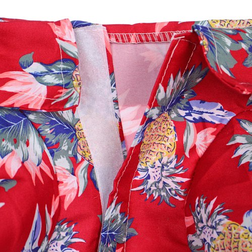 Рубашка для собак и кошек малых и средних пород СТИЛЬНЫЙ БРО, цвет красный, принт ананасы с цветами, размер M_6