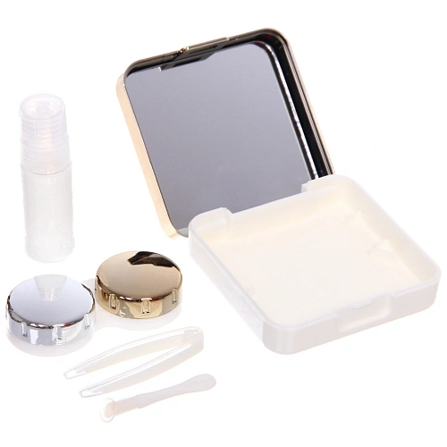 Набор для хранения контактных линз МАРЦИПАН, с зеркалом, цвет золото, 636232см, (пакет с подвесом)_3