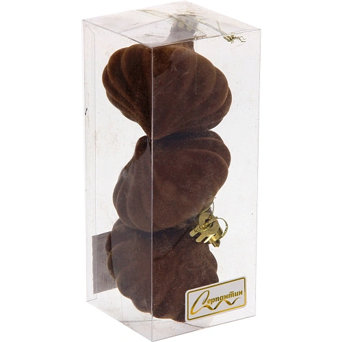 Набор ёлочных украшений VELOUR Волшебная юла 6 см (набор 3 шт), Шоколад_4