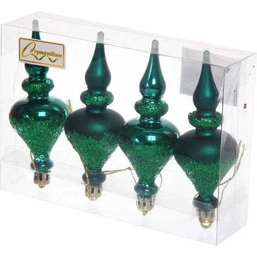 Елочные украшения Glamour 10 см (набор 4 шт), Изумруд_3