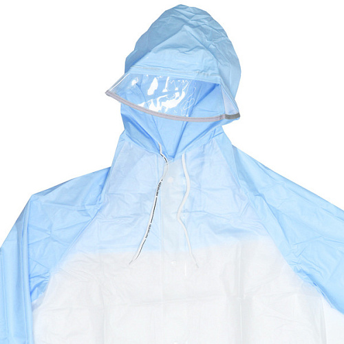 Дождевик-плащ детский Радуга с капюшоном,регулирманжет,с отделпод рюкзак, цвет бело-синий, размер XL(9557см) ДоброСад_3