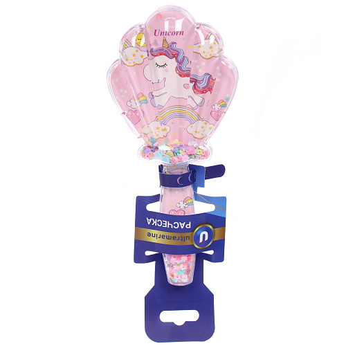 Расческа массажная детская ФРАТТИ БУМ, единорожек  Лакки, форма ракушка, 206,5см (блистер Ультрамарин)_5