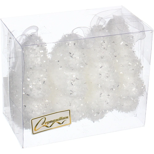 Ёлочные игрушки Морозный иней ЁЛОЧКА 9 см (набор 4 шт), Белый_5