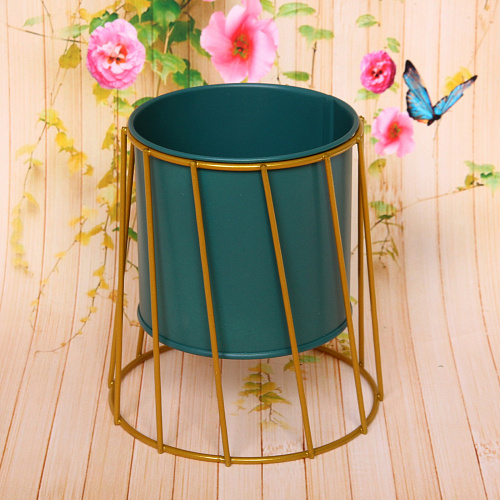 Кашпо металлическое Vesna-Грейси 9,51112,5см на металлической подставке,цвет голубой_3