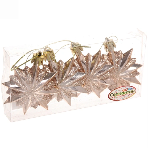 Ёлочные игрушки Звезда остроконечная 6 см (набор 4 шт), шампань_3