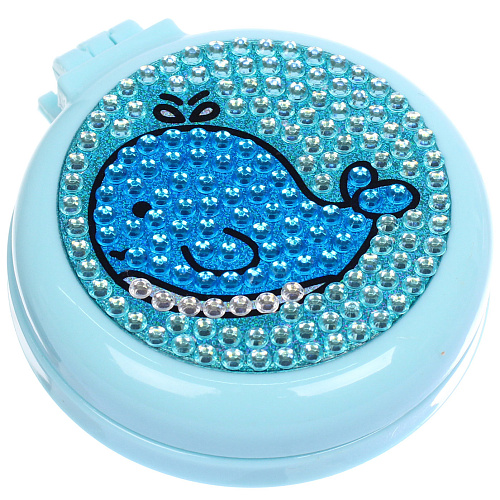 Расческа массажная детская складная КАРАМЕЛЬ, китенок, цвет голубой, d-6см (пакет с подвесом)_3