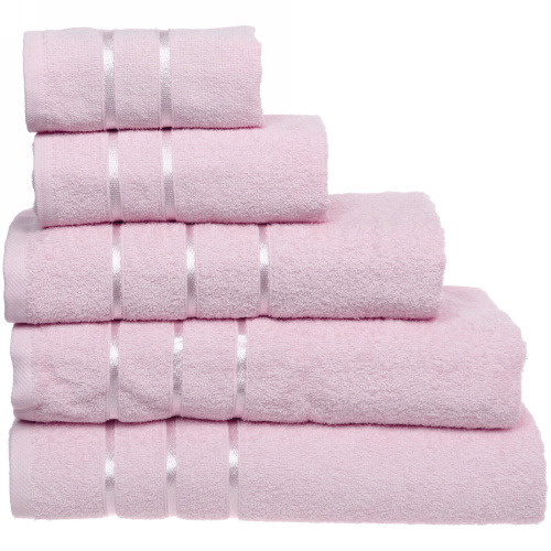 Полотенце махровое 70*140см "LUNA" цвет светло-розовый 10100 плотность 360гр/м2 с петелькой-подвесом