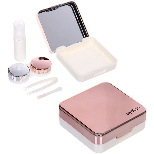 Набор для хранения контактных линз "МАРЦИПАН", с зеркалом, цвет розовый, 6.3*6.2*3.2см, (пакет с подвесом)
