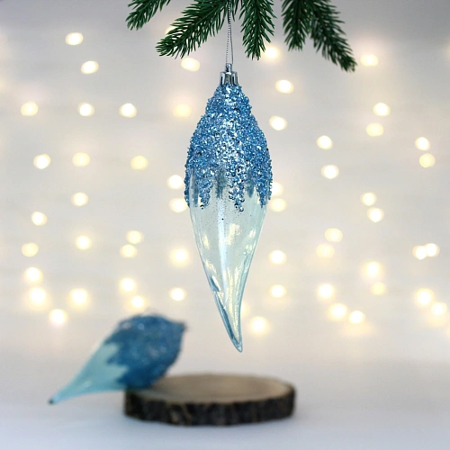 Елочные игрушки "Волшебная сказка" 5.4*5.4*19.5 см (набор 2 шт), Голубой