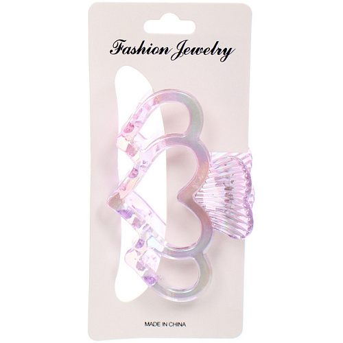 Заколка-краб для волос Мон Пион, сердечки, микс 6 цветов, 9,5см (Блистер)_6