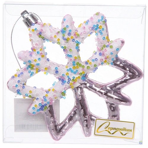 Елочная игрушка Зимняя снежинка 10112 см, розовый_7