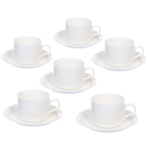 Чайный набор 12 предметов "White magic" (6 кружек 200мл+6 блюдец), прямая кружка