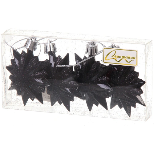 Ёлочные игрушки Звезда остроконечная 6 см (набор 4 шт), черный_4