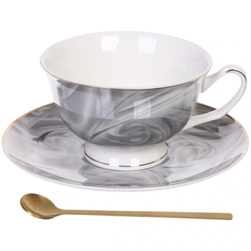 Чайная пара "Поэзия" (кружка 220мл, блюдце,ложка) серая