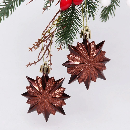 Ёлочные игрушки Звезда остроконечная 6 см (набор 4 шт), шоколад_7