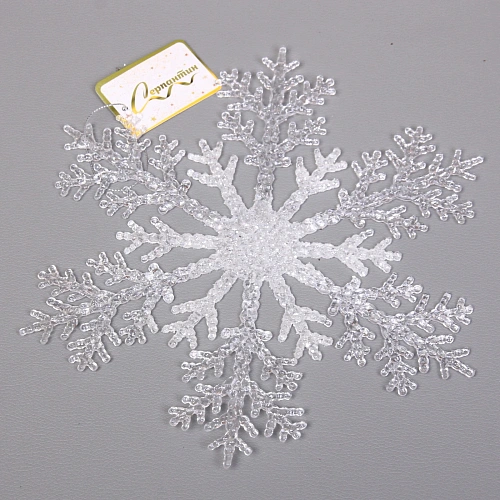 Подвеска новогодняя Сияющая снежинка 26 см, Белый_7