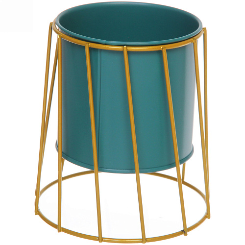 Кашпо металлическое "Vesna-Грейси" 9,5*11*12,5см на металлической подставке,цвет голубой