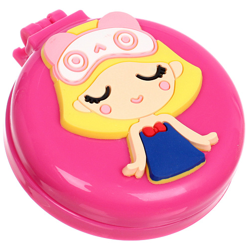 Расческа массажная детская складная Barbariska, с зеркалом, стильная Аннет, разноцветные зубчики, цвет розовый, d-7см_3