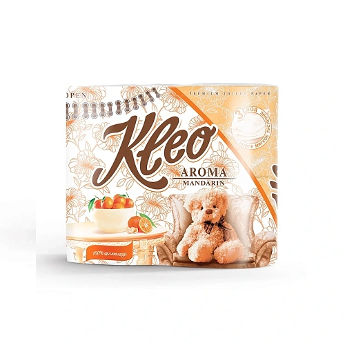 Бумага туалетная KLEO 3 сл., 4 рул., Мандарин 
