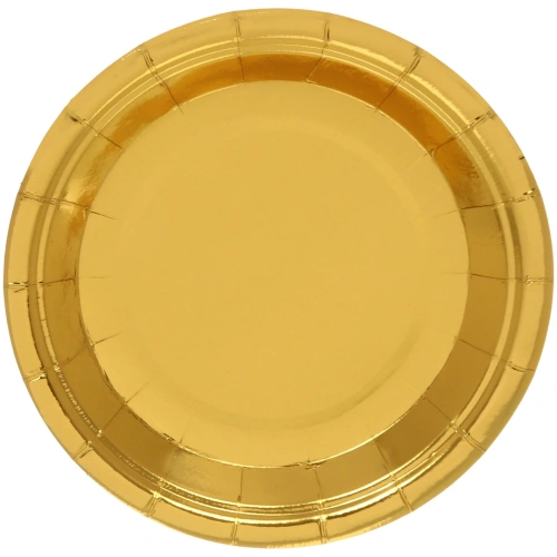 Тарелка бумажная 18 см в наборе 10 шт "Диско", Золото