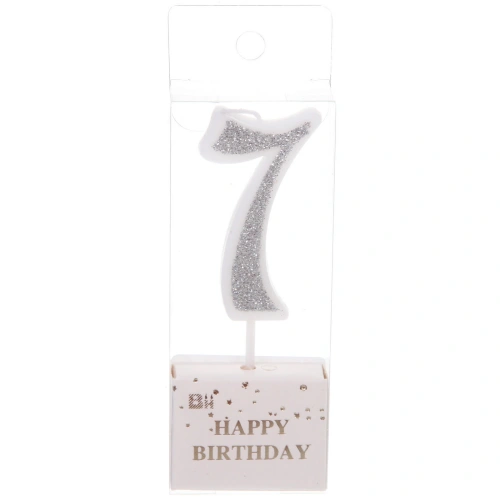 Свеча для торта Цифра Иллюзия "7" 9,5 см, серебро