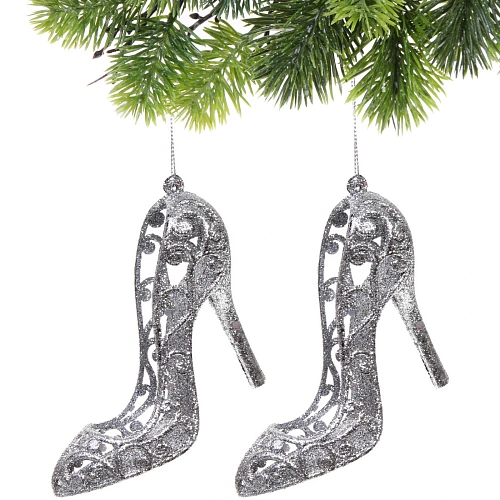 Подвеска Туфли 10 см (набор 2 шт), серебро_4