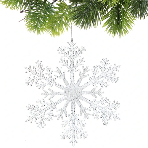 Подвеска новогодняя Сияющая снежинка 26 см, Белый_8