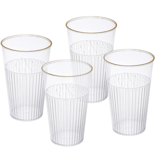 Стакан пластиковый 600мл "Полоски" в наборе 4шт, микс цветов