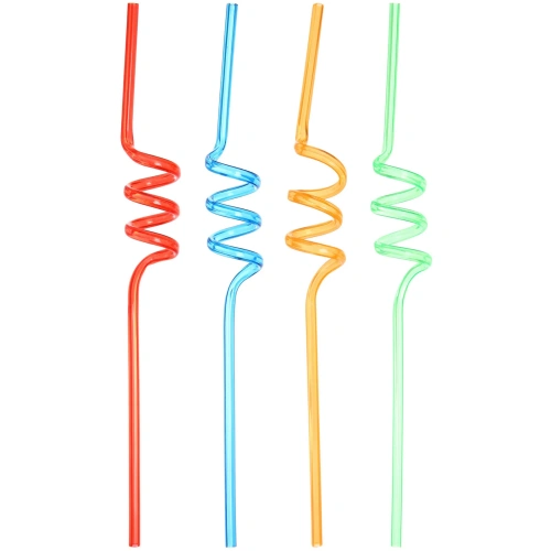 Трубочка для коктейля "Яркая спираль" (набор 4 шт), микс цветов