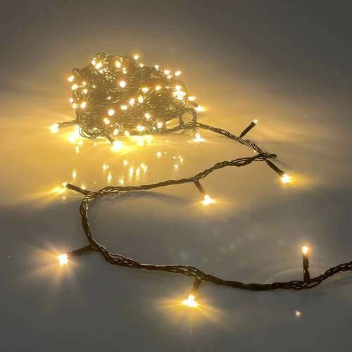 Гирлянда для улицы  7м 80 ламп LED чёрный провод, 8 реж, IP-54, Теплый белый (возможность соединения)