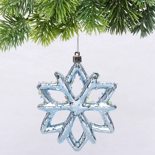 Елочная игрушка Зимняя снежинка 10112 см, голубой_6