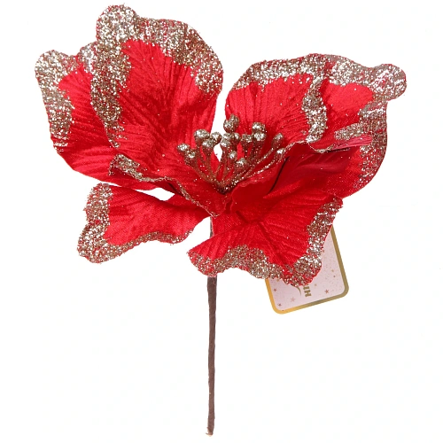 Украшение новогоднее Пуансеттия - Волшебный день 23 см, Красный_4