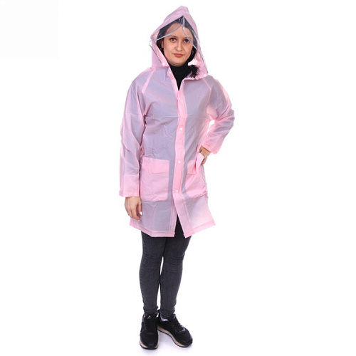 Дождевик-плащ детский Rainbow с капюшоном,на молнии, с отделпод рюкзак, цвет розовый, размер L(7852см) ДоброСад_7