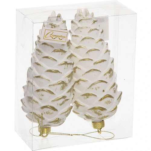 Ёлочные игрушки VERSAILLES Снежные шишки 146 см (набор 2 шт), Белыйзолото_2