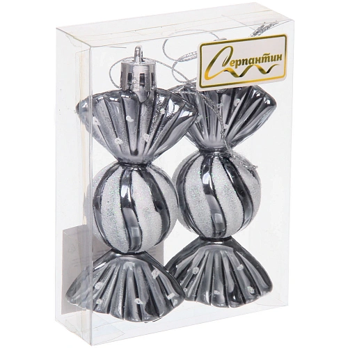 Ёлочные игрушки Таинственное очарование Конфетки 8 см (набор 2шт), графит_11