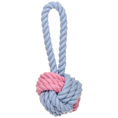 Игрушка - канат для собак средних и крупных пород НЕСКУЧАЙКА, цвет розовыйголубой, 21см  d - 75см  150гр (лейбл)_3