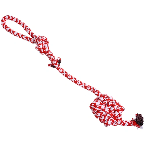 Игрушка - канат для собак мелких и средних пород НЕСКУЧАЙКА, цвет красный, 38см  65гр (лейбл)_3