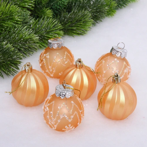 Набор шаров 6 см "Солнечная сказка" (в наборе 12 шт), Янтарь