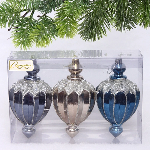 Набор украшений SHINE Highlights 12х7 см (3 шт), night bluechampagne silvergrey_2